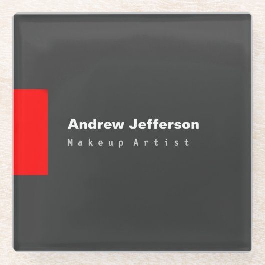 Grijze rode minimalistische moderne vlakte opmerke glazen onderzetter (Voorkant)