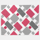 Grijze rode stippen patchwork op witte achtergrond fleece deken (Voorkant (Horizontaal))