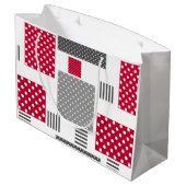 Grijze rode stippen patchwork op witte achtergrond groot cadeauzakje (Achterkant Gekanteld)