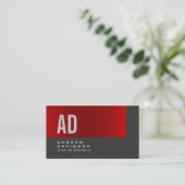 Grijze rode strepe monogram stijlvol Visitekaartje (Staand voorkant)