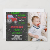 Grijze Rode Traceur Vervroegde dag Uitnodigingen m (Voorkant)