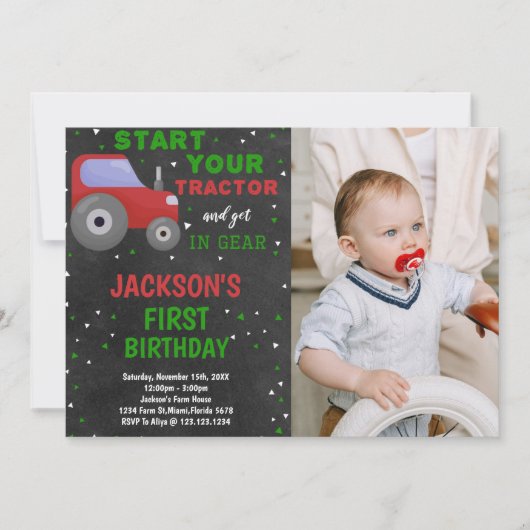 Grijze Rode Traceur Vervroegde dag Uitnodigingen m (Voorkant)