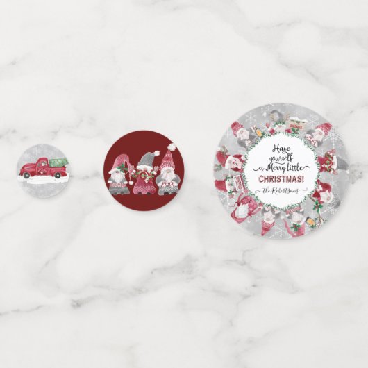 Grijze Rode Vrachtwagen Gnomen Merry Little Christ Confetti (Voorkanten)