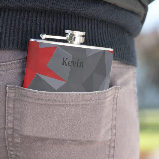 Grijze, rode willekeurig gerangschikte driehoeken. heupfles (Voorbeeld)