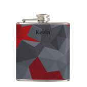 Grijze, rode willekeurig gerangschikte driehoeken. heupfles (Voorkant)