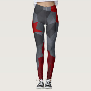 Grijze, rode willekeurig gerangschikte driehoeken. leggings