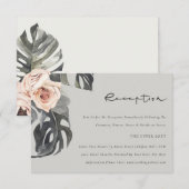 GRIJZE ROEST FLORALE MONSTRERA TROUWONTVANGST INFORMATIEKAARTJE (Voorkant / Achterkant)