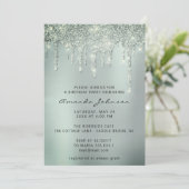 Grijze rokermint Glitter Effect Drip Birthday Kaart (Staand voorkant)