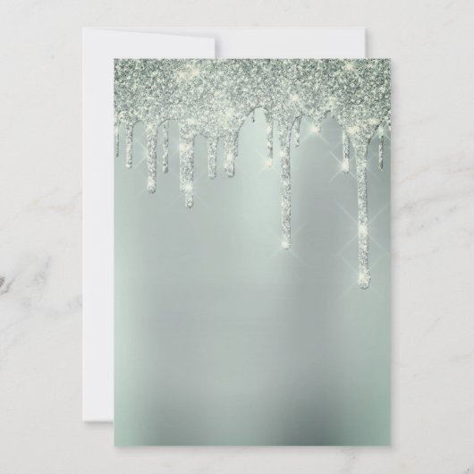 Grijze rokermint Glitter Effect Drip Birthday Kaart (Achterkant)