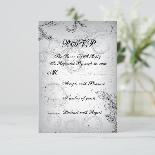 Grijze rol 25e zilveren huwelijksverjaardag RSVP (Staand voorkant)