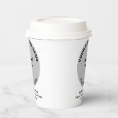 Grijze ronde vormgeving bedrijfsmerk op papier papieren bekers (Links)