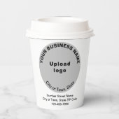 Grijze ronde vormgeving bedrijfsmerk op papier papieren bekers (Achterkant)