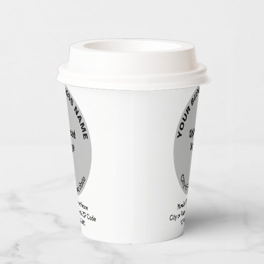 Grijze ronde vormgeving bedrijfsmerk op papier papieren bekers (Rechts)