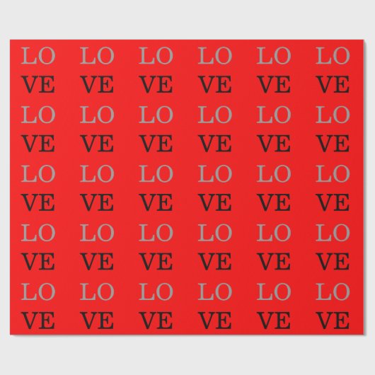 Grijze Rood Achtergrond Liefde Bruiloft Cadeaupapier (Vlak)