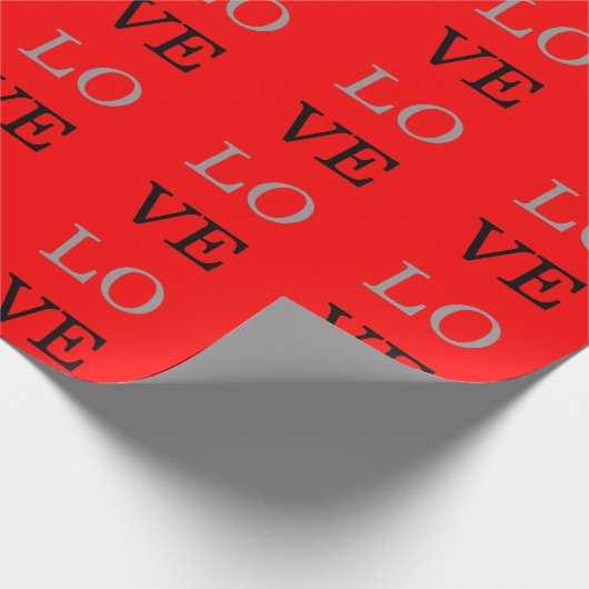 Grijze Rood Achtergrond Liefde Bruiloft  Cadeaupapier (Hoek)