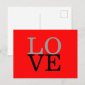 Grijze Rood Achtergrond Liefde Trouwen Briefkaart (Voorkant / Achterkant)