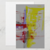 Grijze Rood Gele Abstracte Expressionist Briefpapier (Voorkant / Achterkant)