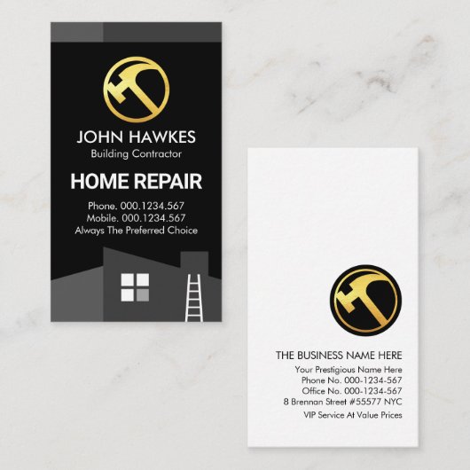 Grijze Rooftop Building Lijst Visitekaartje (Voorkant / Achterkant)