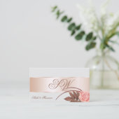 Grijze Roos Gold Decor Cute Flower met Monogram Visitekaartje (Staand voorkant)