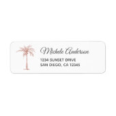 Grijze Roos Gold Palm Tree Weddenschap Retouradres Etiket (Voorkant)