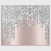 Grijze Roos Goud Blush Vonk Drijfdopjes Glitter Cadeaupapier (Vlak)