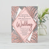 Grijze Roos Goud Tropische palmbomen Kaart (Staand voorkant)