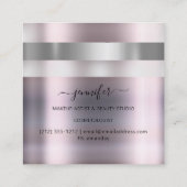 Grijze Roos Makeup Artist Influencer Striped Ombré Vierkante Visitekaartje (Achterkant)