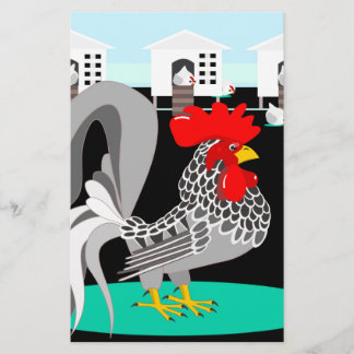 Grijze rooster en kippen