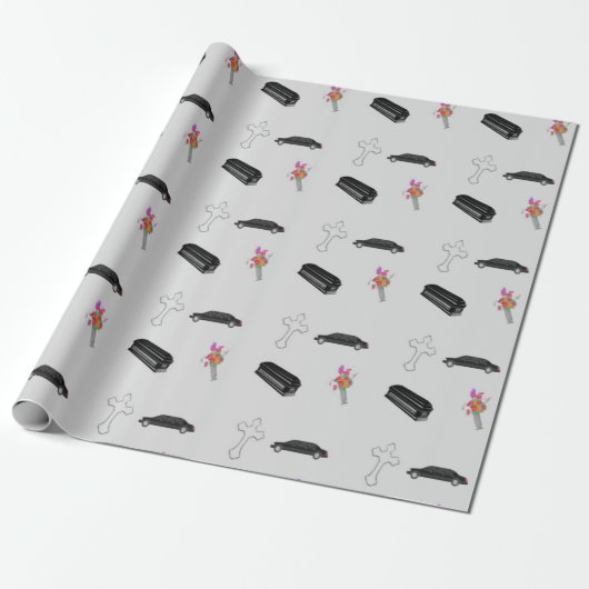 Grijze rouwpatroon cadeaupapier (Uitgerold)