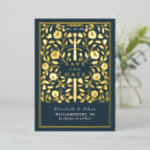 Grijze Royal Medieval Sword Wedding Save the Date Folie Uitnodiging (Staand Voorkant)