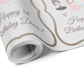  grijze roze Ballerinas Princess 1st Birthday Cadeaupapier (Rol Hoek)