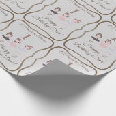  grijze roze Ballerinas Princess 1st Birthday Cadeaupapier (Hoek)