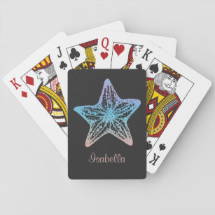 Grijze roze blauwe naam Cadeau Pokerkaarten