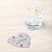 Grijze Roze Bloemen Bruidscadeau Kartonnen Onderzetters (Insitu)