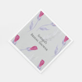 Grijze Roze Bloemen Bruidsfeest Servet (Hoek)