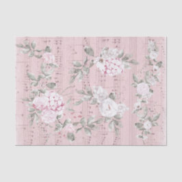 grijze roze bloemen muziekvel tissuepapier