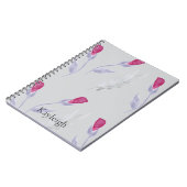 Grijze roze bloemen notitieboek (Linkerzijde)