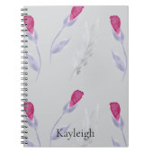Grijze roze bloemen notitieboek (Voorkant)