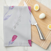 Grijze roze bloemen theedoek (Quarter Fold)