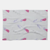 Grijze roze bloemen theedoek (Horizontaal)