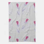 Grijze roze bloemen theedoek (Verticaal)