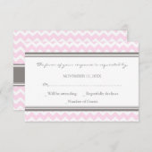 Grijze roze Chevron RSVP-bruiloft RSVP Kaartje (Voorkant / Achterkant)