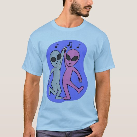 grijze roze dansaliens blauw van Wendy C Allen T-shirt (Voorkant)