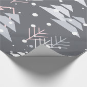 Grijze roze en witte sneeuw cadeaupapier (Hoek)