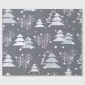 Grijze roze en witte sneeuw cadeaupapier (Vlak)