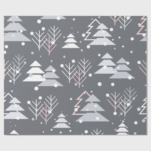 Grijze roze en witte sneeuw cadeaupapier (Vlak)