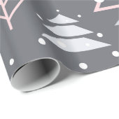 Grijze roze en witte sneeuw cadeaupapier (Rol Hoek)