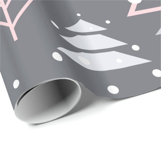 Grijze roze en witte sneeuw cadeaupapier (Rol Hoek)