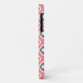 Grijze roze Ikat Mod Patroon met Monogram Case-Mate iPhone Case (Achterkant/links)