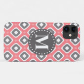 Grijze roze Ikat Mod Patroon met Monogram Case-Mate iPhone Case (Achterkant (horizontaal))
